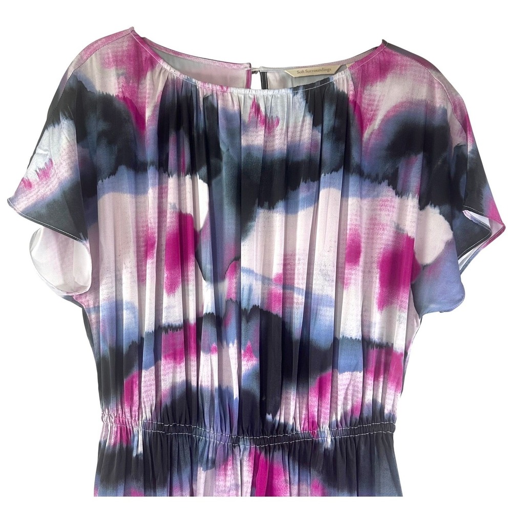 Soft Surroundings "Abelia" Midi Dress Women's S Watercolor Print Abstract Boho - Picture 3 of 10